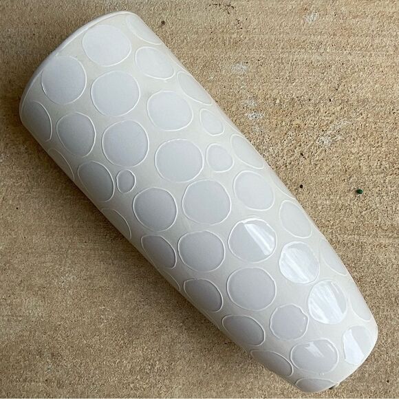 White Contrast High Gloss Circle Pattern on Matte Ceramic Tall Vase - Picture 7 of 15